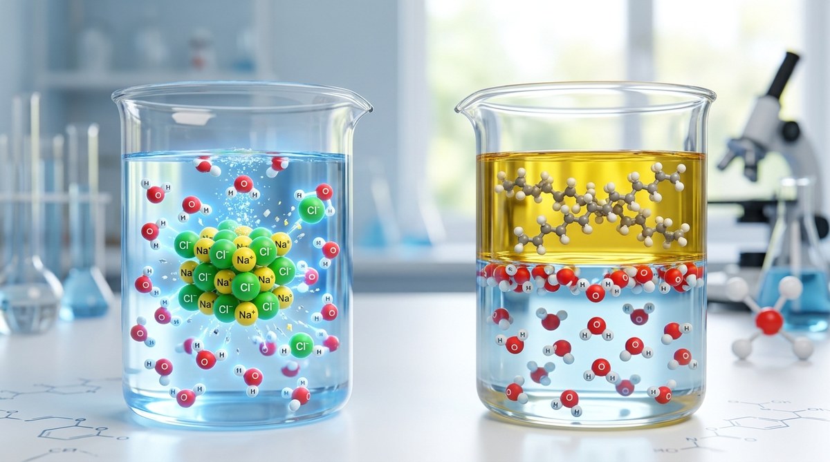 點解鹽會溶喺水而油唔會？極性與非極性分子嘅奧秘